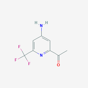 molecular formula C8H7F3N2O B13916658 1-[4-Amino-6-(trifluoromethyl)-2-pyridinyl]ethanone 