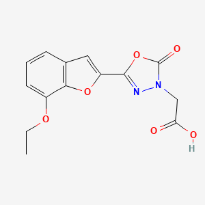 molecular formula C14H12N2O6 B1391669 [5-(7-Ethoxy-1-benzofuran-2-yl)-2-oxo-1,3,4-oxadiazol-3(2H)-yl]acetic acid CAS No. 1216604-77-1