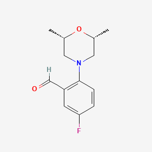 molecular formula C13H16FNO2 B1391677 2-[(2R,6S)-2,6-dimethyl-1,4-oxazinan-4-yl]-5-fluorobenzenecarbaldehyde CAS No. 679839-17-9