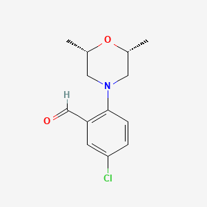 molecular formula C13H16ClNO2 B1391680 5-chloro-2-[(2R,6S)-2,6-dimethyl-1,4-oxazinan-4-yl]benzenecarbaldehyde CAS No. 1241675-81-9