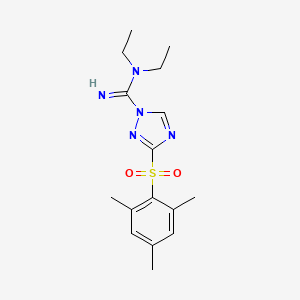 molecular formula C16H23N5O2S B13916850 N,N-Diethyl-3-(mesitylsulfonyl)-1H-1,2,4-triazole-1-carboximidamide (Cafenstrole) 