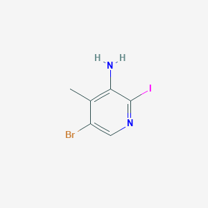 molecular formula C6H6BrIN2 B13916865 5-Bromo-2-iodo-4-methyl-3-pyridinamine 