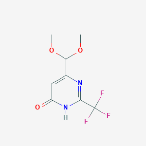 molecular formula C8H9F3N2O3 B13916867 4-Hydroxy-6-dimethoxymethyl-2-(trifluoromethyl)pyrimidine 