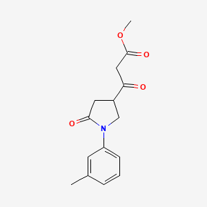 molecular formula C15H17NO4 B1391705 3-氧代-3-(5-氧代-1-间甲苯基-吡咯烷-3-基)-丙酸甲酯 CAS No. 1229627-23-9