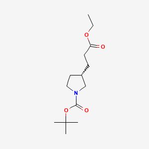 molecular formula C14H25NO4 B13917078 tert-Butyl (S)-3-(3-ethoxy-3-oxopropyl)pyrrolidine-1-carboxylate 