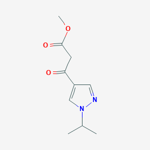 molecular formula C10H14N2O3 B1391709 3-(1-Isopropyl-1H-pyrazol-4-yl)-3-oxo-propionic acid methyl ester CAS No. 1229624-76-3