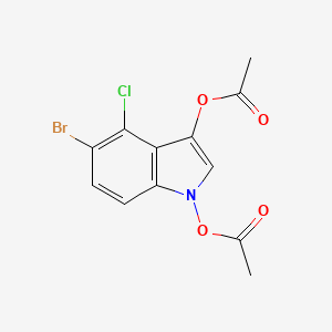 molecular formula C12H9BrClNO4 B13917091 5-bromo-4-chloro-1H-indole-1,3-diyl diacetate 