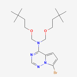 molecular formula C20H33BrN4O2 B13917100 7-Bromo-N,N-bis((3,3-dimethylbutoxy)methyl)pyrrolo[2,1-f][1,2,4]triazin-4-amine 