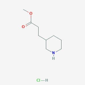 molecular formula C9H18ClNO2 B1391716 盐酸甲基 3-(3-哌啶基)丙酸酯 CAS No. 874365-37-4