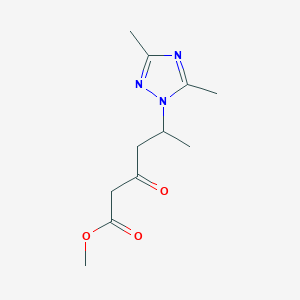 molecular formula C11H17N3O3 B1391721 5-(3,5-Dimethyl-[1,2,4]triazol-1-yl)-3-oxo-hexanoic acid methyl ester CAS No. 1229624-75-2