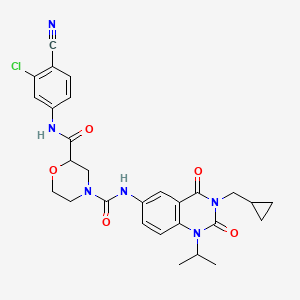 molecular formula C28H29ClN6O5 B13917210 2-N-(3-chloro-4-cyanophenyl)-4-N-[3-(cyclopropylmethyl)-2,4-dioxo-1-propan-2-ylquinazolin-6-yl]morpholine-2,4-dicarboxamide 