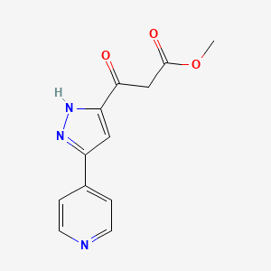molecular formula C12H11N3O3 B1391724 3-Oxo-3-(5-pyridin-4-yl-1H-pyrazol-3-yl)-propionic acid methyl ester CAS No. 1309672-63-6