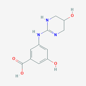 molecular formula C11H13N3O4 B13917246 3-hydroxy-5-[(5-hydroxy-1,4,5,6-tetrahydropyrimidin-2-yl)amino]benzoic Acid CAS No. 240431-49-6