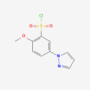 molecular formula C10H9ClN2O3S B1391741 2-甲氧基-5-(1H-吡唑-1-基)苯磺酰氯 CAS No. 1189749-71-0