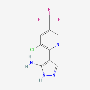 molecular formula C9H6ClF3N4 B1391757 4-[3-氯-5-(三氟甲基)-2-吡啶基]-1H-吡唑-3-胺 CAS No. 1242267-93-1