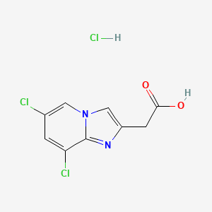 molecular formula C9H7Cl3N2O2 B1391762 (6,8-二氯咪唑并[1,2-a]吡啶-2-基)-乙酸盐酸盐 CAS No. 1235438-87-5