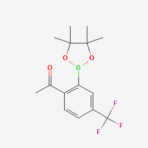 molecular formula C15H18BF3O3 B13917644 1-[2-(4,4,5,5-Tetramethyl-1,3,2-dioxaborolan-2-yl)-4-(trifluoromethyl)phenyl]ethanone 