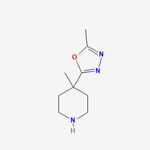 molecular formula C9H15N3O B13917831 4-Methyl-4-(5-methyl-1,3,4-oxadiazol-2-yl)piperidine dihydrochloride 