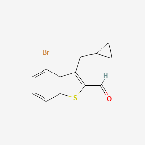 molecular formula C13H11BrOS B13917867 4-Bromo-3-(cyclopropylmethyl)benzo[b]thiophene-2-carbaldehyde 