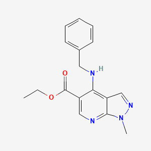 molecular formula C17H18N4O2 B1391796 Ethyl 4-(benzylamino)-1-methyl-1H-pyrazolo[3,4-b]pyridine-5-carboxylate CAS No. 160034-51-5