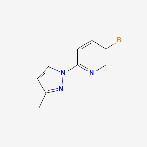 molecular formula C9H8BrN3 B1391828 吡啶，5-溴-2-(3-甲基-1H-吡唑-1-基)- CAS No. 1215073-39-4