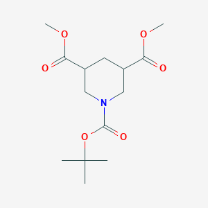 molecular formula C14H23NO6 B1391863 1-叔丁基 3,5-二甲基哌啶-1,3,5-三羧酸酯 CAS No. 595555-70-7