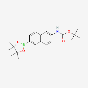 molecular formula C21H28BNO4 B1391864 叔丁基 6-(4,4,5,5-四甲基-1,3,2-二恶杂硼烷-2-基)萘-2-基氨基甲酸酯 CAS No. 1312611-41-8