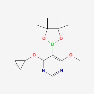 molecular formula C14H21BN2O4 B13918849 4-(Cyclopropyloxy)-6-methoxy-5-(4,4,5,5-tetramethyl-1,3,2-dioxaborolan-2-yl)pyrimidine 