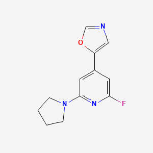 B1391919 5-(2-Fluoro-6-(pyrrolidin-1-YL)pyridin-4-YL)-oxazole CAS No. 1228665-97-1