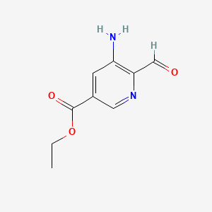 molecular formula C9H10N2O3 B13919470 Ethyl 5-amino-6-formylnicotinate 