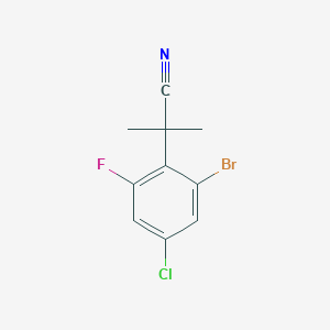 molecular formula C10H8BrClFN B13919474 2-(2-Bromo-4-chloro-6-fluorophenyl)-2-methylpropanenitrile 