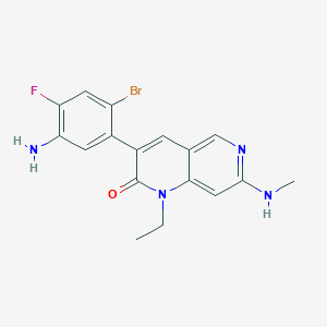 molecular formula C17H16BrFN4O B13919617 3-(5-amino-2-bromo-4-fluorophenyl)-1-ethyl-7-(methylamino)-1,6-naphthyridin-2(1H)-one 