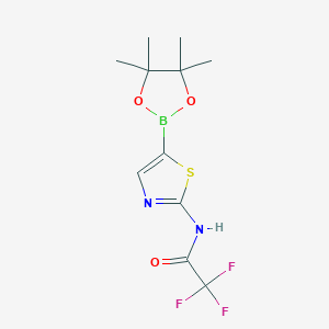 molecular formula C11H14BF3N2O3S B13919715 2,2,2-Trifluoro-N-[5-(4,4,5,5-tetramethyl-[1,3,2]dioxaborolan-2-yl)-thiazol-2-yl]-acetamide 