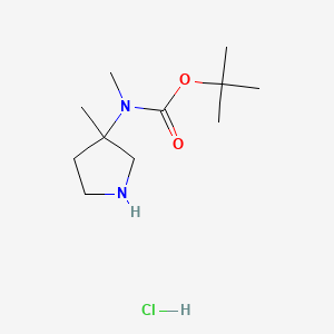 molecular formula C11H23ClN2O2 B13919727 tert-butyl N-methyl-N-(3-methylpyrrolidin-3-yl)carbamate;hydrochloride 