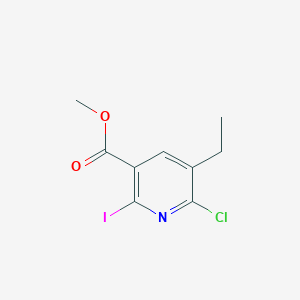 molecular formula C9H9ClINO2 B13919821 Methyl 6-chloro-5-ethyl-2-iodonicotinate 