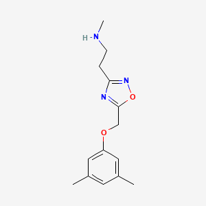 molecular formula C14H19N3O2 B13919830 2-(5-((3,5-Dimethylphenoxy)methyl)-1,2,4-oxadiazol-3-yl)-N-methylethan-1-amine 