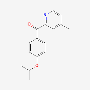 molecular formula C16H17NO2 B1392016 2-(4-异丙氧基苯甲酰)-4-甲基吡啶 CAS No. 1187166-84-2
