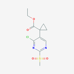 molecular formula C11H13ClN2O4S B13920488 Ethyl 1-(4-chloro-2-(methylsulfonyl)pyrimidin-5-YL)cyclopropane-1-carboxylate 