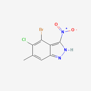 molecular formula C8H5BrClN3O2 B13920496 4-Bromo-5-chloro-6-methyl-3-nitro-1H-indazole 