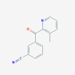 molecular formula C14H10N2O B1392145 2-(3-Cyanobenzoyl)-3-methylpyridine CAS No. 1187165-51-0