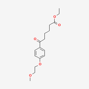 molecular formula C17H24O5 B1392164 Ethyl 6-[4-(2-methoxyethoxy)phenyl]-6-oxohexanoate CAS No. 1049030-33-2