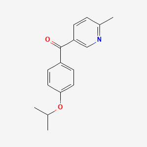 molecular formula C16H17NO2 B1392203 5-(4-Isopropoxybenzoyl)-2-methylpyridine CAS No. 1187164-63-1