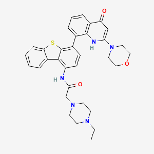 molecular formula C33H35N5O3S B1392208 2-(4-Ethyl-piperazin-1-yl)-N-[4-(2-morpholin-4-yl-4-oxo-1,4-dihydro-quinolin-8-yl)-dibenzothiophen-1-yl]-acetamide CAS No. 912824-29-4
