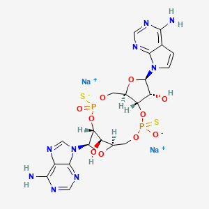 disodium;(1R,6R,8R,9R,10S,15R,17R,18R)-17-(6-aminopurin-9-yl)-8-(4-aminopyrrolo[2,3-d]pyrimidin-7-yl)-12-oxido-3-oxo-12-sulfanylidene-3-sulfido-2,4,7,11,13,16-hexaoxa-3λ5,12λ5-diphosphatricyclo[13.2.1.06,10]octadecane-9,18-diol