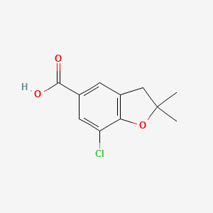 B13922293 7-Chloro-2,3-dihydro-2,2-dimethyl-5-benzofurancarboxylic acid CAS No. 123656-37-1