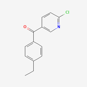 molecular formula C14H12ClNO B1392230 2-Chloro-5-(4-ethylbenzoyl)pyridine CAS No. 842136-02-1