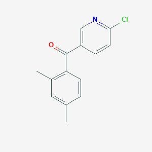 molecular formula C14H12ClNO B1392231 2-Chloro-5-(2,4-dimethylbenzoyl)pyridine CAS No. 1187165-32-7