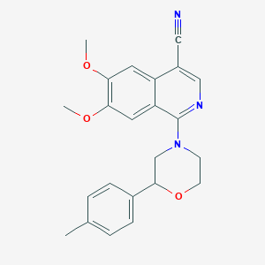 molecular formula C23H23N3O3 B13922572 6,7-Dimethoxy-1-(2-p-tolyl-morpholin-4-yl)-isoquinoline-4-carbonitrile 