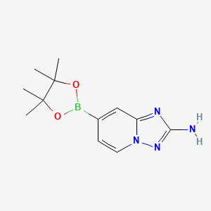 molecular formula C12H17BN4O2 B13922668 7-(4,4,5,5-Tetramethyl-1,3,2-dioxaborolan-2-yl)-[1,2,4]triazolo[1,5-a]pyridin-2-amine 