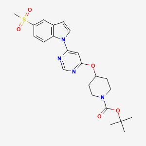 molecular formula C23H28N4O5S B13922672 tert-butyl 4-((6-(5-(methylsulfonyl)-1H-indol-1-yl)pyrimidin-4-yl)oxy)piperidine-1-carboxylate 